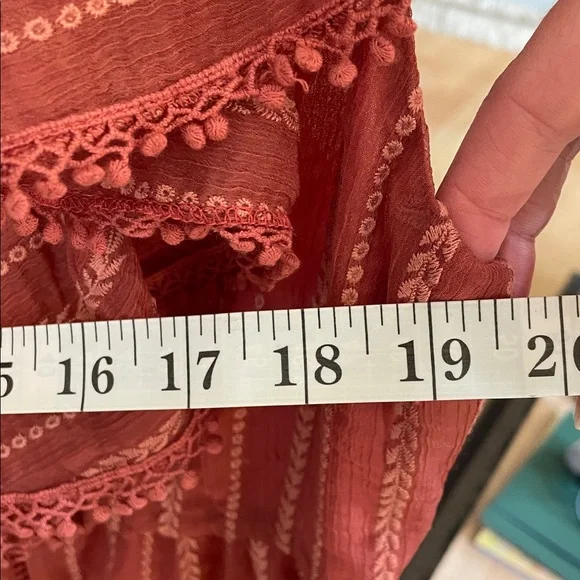 Anthropologie HOLDING HORSES Boho Dress in Rose size XL lace ruffles - Picture 8 of 11